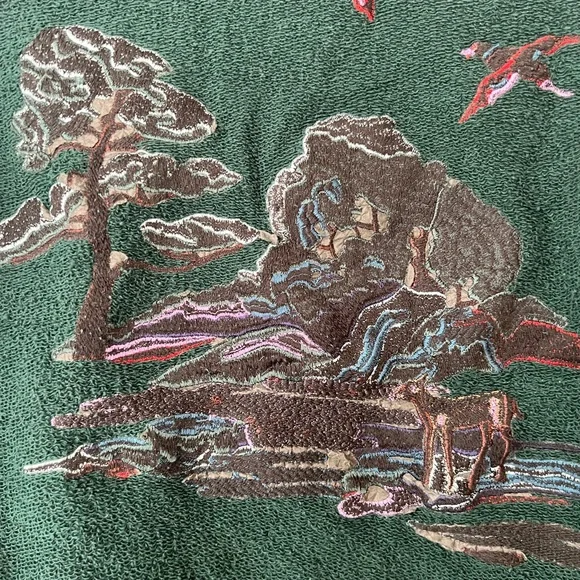 Coach Embroidered Green Crewneck Sweater with Zipper Pull - Picture 13 of 15